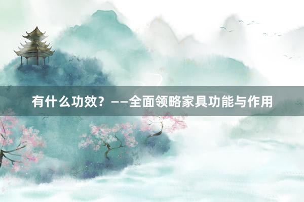 有什么功效？——全面领略家具功能与作用